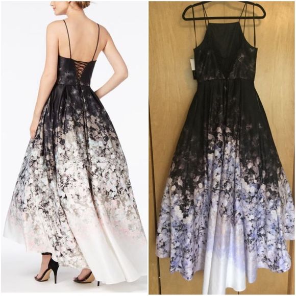 Betsy & Adam Black Pink Printed Ombré Halt… - Picture 9 of 13